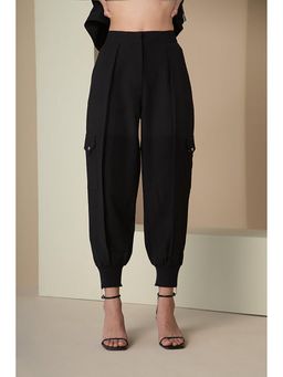 The Dapper Lady - Jet Black Pleated Joggers