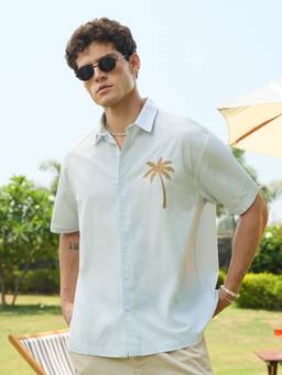 The Souled Store - Palm Tree Men Cotton Linen Shirts