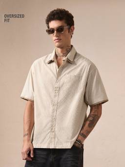 The Souled Store - Striped Biscuit Men Oversized Shirts