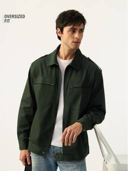 The Souled Store - Oversized Military Olive Men Shackets