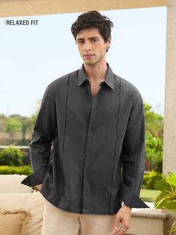 The Souled Store - Charcoal Men Cotton Linen Shirts