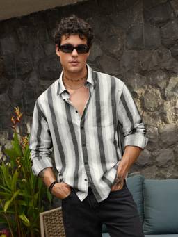 The Souled Store - Striped Urban Noir Men Relaxed Shirts