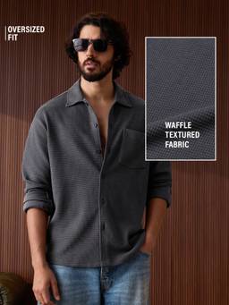 The Souled Store - Signature Charcoal Men Textured Shirt