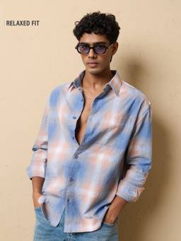 The Souled Store - Tss Originals Peach Plaid Men Relaxed Shirts