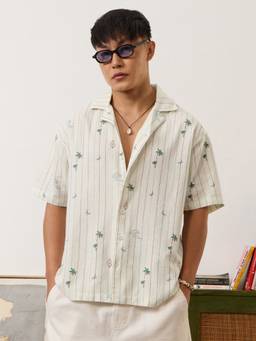 The Souled Store - Beach Stripes Men Oversized Shirt