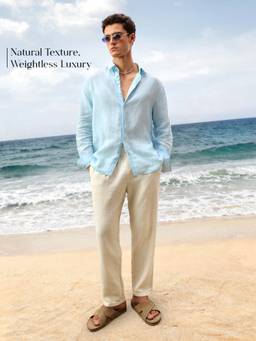 The Souled Store - Morning Blue Men Cotton Linen Shirts