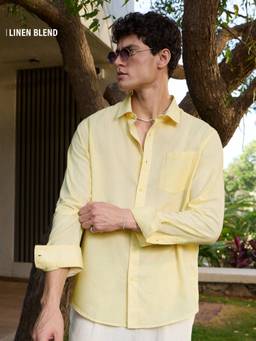 The Souled Store - Golden Haze Men Cotton Linen Shirts