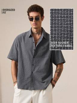 The Souled Store - Charcoal Dust Men Textured Shirts