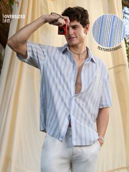 The Souled Store - Striped Riverbed Men Oversized Shirt