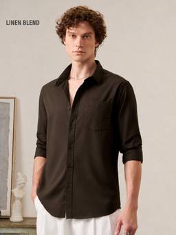The Souled Store - Dark Mocha Men Solid Shirts