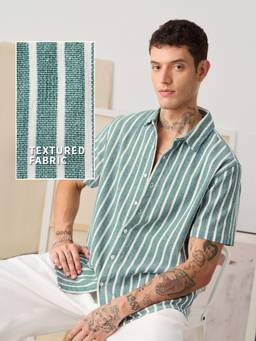 The Souled Store - Green field Men Stripes Shirts
