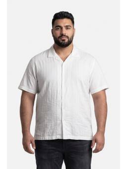 Snitch - White Textured Half Sleeves Regular Casual Shirt For Men