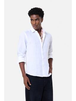 Snitch - White Solid Full Sleeves Regular Shirt For Men