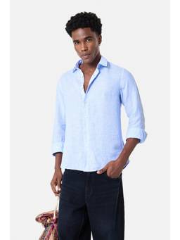 Snitch - Light Blue Solid Full Sleeves Regular Shirt For Men