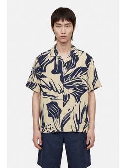 Snitch - Beige Floral Half Sleeves Boxy Shirt For Men