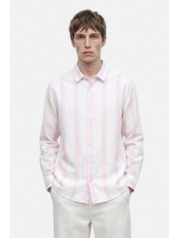 Snitch - Light Pink Stripes Full Sleeves Regular Shirt For Men