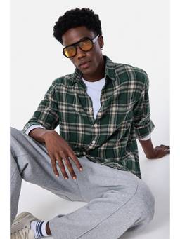Snitch - Dark Green Checks Full Sleeves Regular Casual Shirt