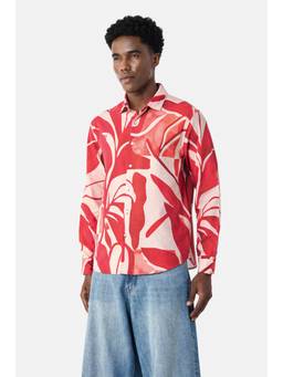 Snitch - Red Abstract Full Sleeves Regular Casual Shirt For Men