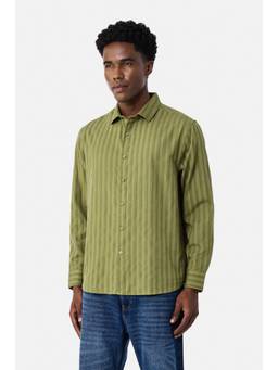 Snitch - Green Stripes Full Sleeves Regular Casual Shirt For Men