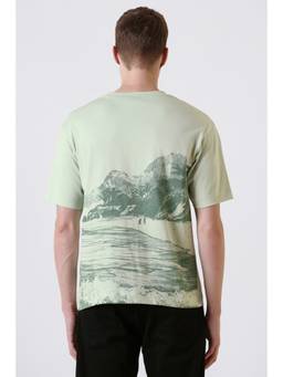Allen Solly - Men Green Graphic Crew Neck T-shirt