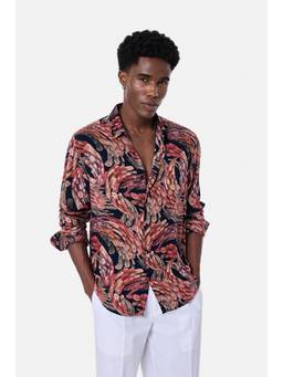 Snitch - Red Abstract Full Sleeves Regular Casual Shirt For Men