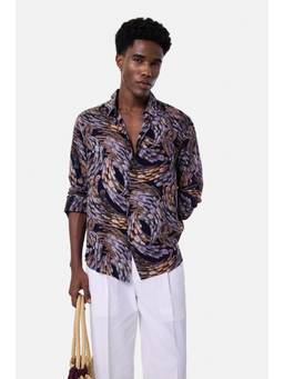 Snitch - Purple Abstract Full Sleeves Regular Casual Shirt For Men