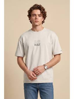 Peter England - Men White Graphic Print Crew Neck T-shirt