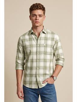 Peter England - Men Green Slim Fit Check Shirt