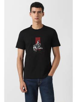 Van Heusen - Men Black Graphic Print Crew Neck T-shirt