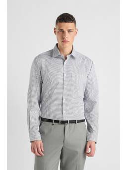 Van Heusen - Men White Custom Fit Print Full Sleeves Formal Shirt