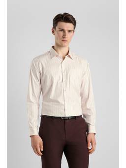 Van Heusen - Men White Slim Fit Stripe Full Sleeves Formal Shirt
