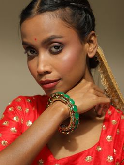 Ruby Raang Studio - Gold Plated Kundan Meenakari Bangle (2.6)