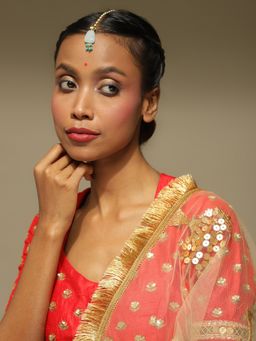 Ruby Raang Studio - Turquoise Blue Kundan Maang Tikka