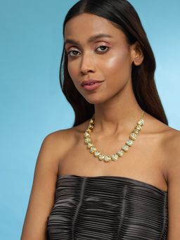 Ruby Raang Studio - Gold-Plated White Brass Kundan Necklace