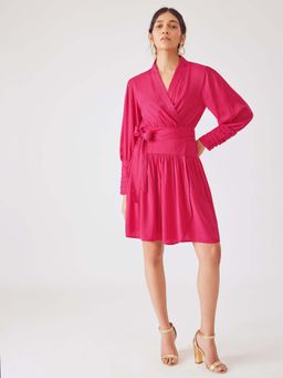 The Label Life - Fuchsia Shawl Collar Dress