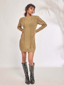 The Label Life - Beige Cable Knit Mini Dress