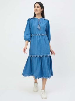 Madame - Dark Blue Cotton Dress