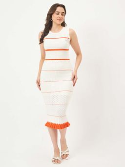 Madame - White Viscose-Blend Knit Dress