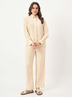 Madame - Beige Rayon Blend Co-ord Set