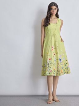 The Label Life - Lime Floral Print A Line Dress