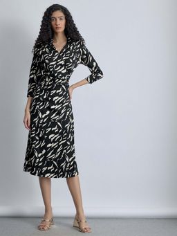 The Label Life - Monochrome Printed Wrap Dress