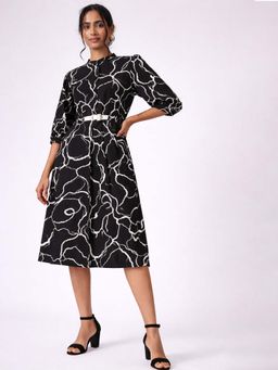 The Label Life - Abstract Print Dress With Belt