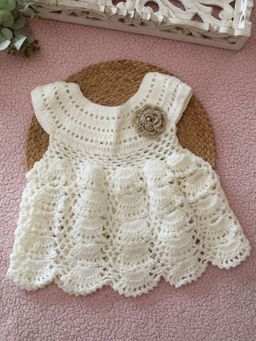 Woonie - Girls Cream Acrylic Dress