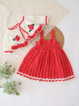 Woonie - Girls Coral Acrylic Dress with Shrug