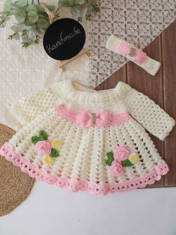 Woonie - Girls Pink Acrylic Dress with Headband