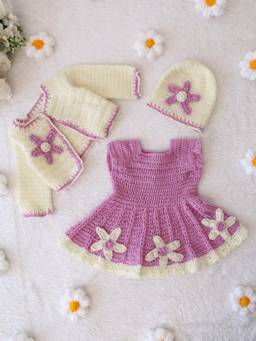 Woonie - Girls Lavender Acrylic Dress and Shrug with Cap