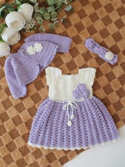 Woonie - Girls Lavender Acrylic Dress and Shrug with Headband