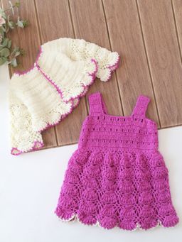 Woonie - Girls Purple Acrylic Dress with Shrug