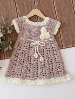 Woonie - Girls Beige Acrylic Dress