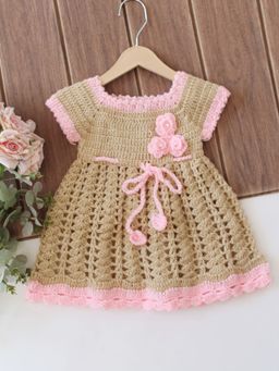 Woonie - Girls Beige Acrylic Dress